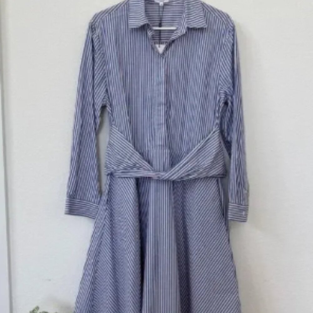 CLAUDIE PIERLOT Stripe Shirt Dress Cotton US 8 Long Sleeve NWT Parisian